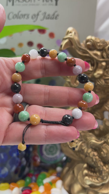 Adjustable Rainbow Jade Bracelet | Multicolor Jadeite Jade Bead Bracelet | UPC #399402