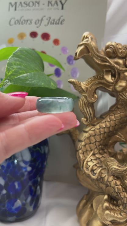 Blue Green Jadeite Jade Band Ring Finger Size 10.25 | UPC #395015