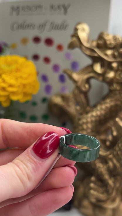Green Jadeite Jade Flat Continuous Band Ring Size 8.25 | UPC #395190