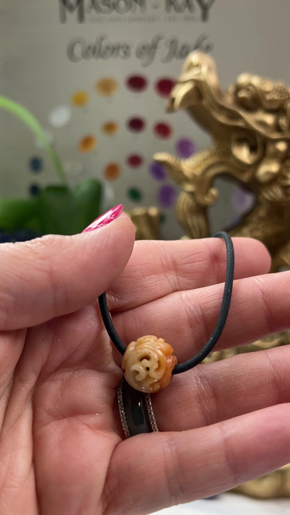 Red Jadeite Jade Carved Bead Necklace | UPC #374034