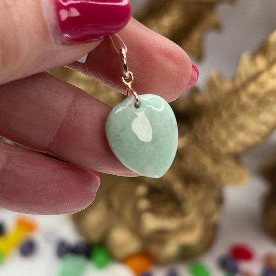 Green Jadeite Jade Heart 14K Yellow Pendant jade jewelry