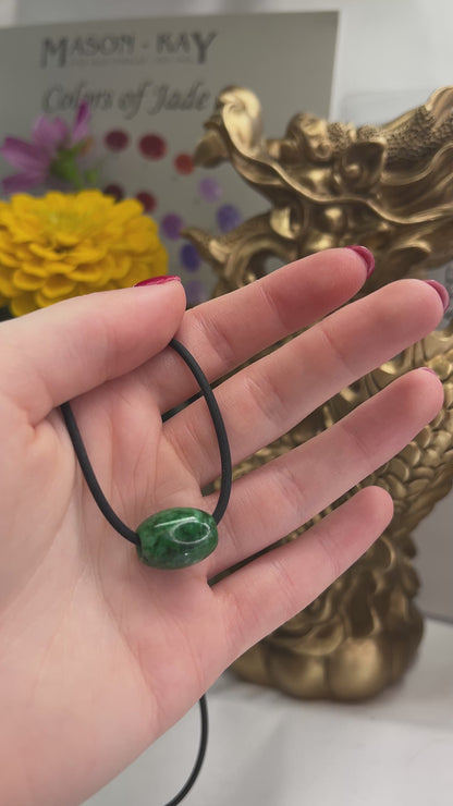 GREEN JADEITE JADE BARREL BEAD NECKLACE UPC #206939
