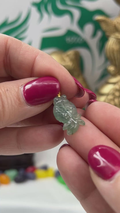 Vintage Small Water Jadeite Jade Carved Fish Pendant | UPC #399785