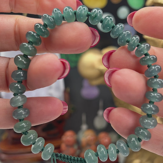 Adjustable Blue Green Guatemalan Jadeite Jade Bead Bracelet jade jewelry