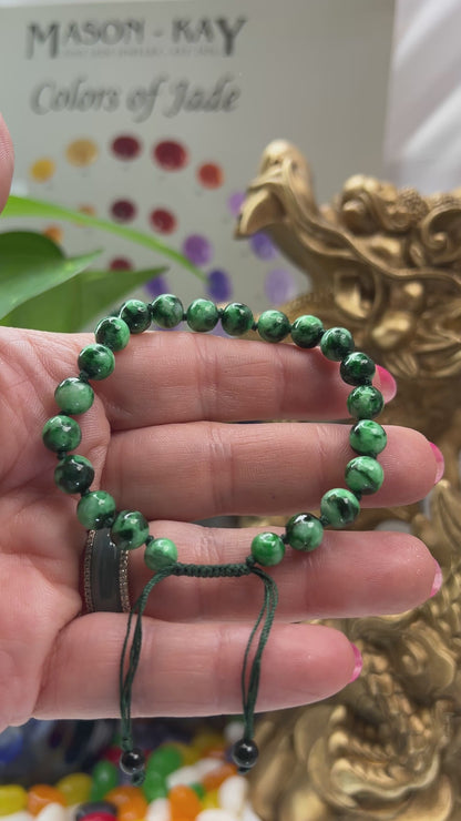 Adjustable Green Jadeite Jade Bead Bracelet | UPC #346253