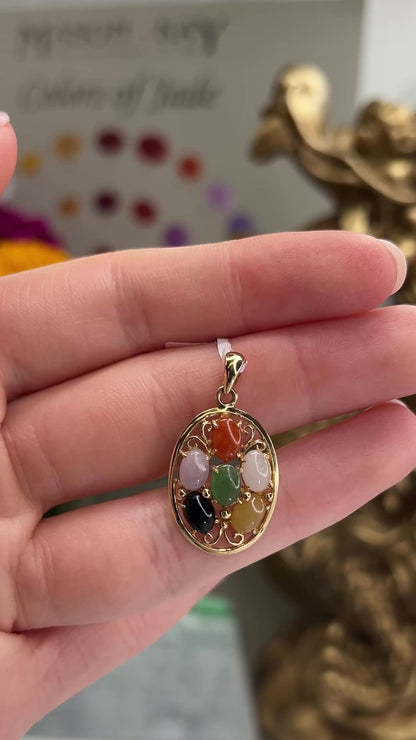 Rainbow Jadeite Jade 14K Yellow Gold Pendant | UPC #356863