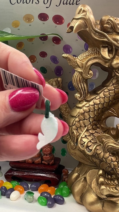 Small Green Jadeite Jade Carved Fish Pendant | UPC #400320