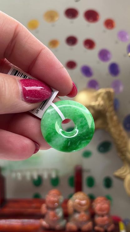 Green Jadeite Jade Loose Pi Disc Pendant Carving | Jade Donut | UPC #114555