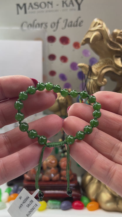green nephrite jade adjustable bead bracelet  jewelry