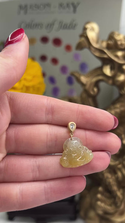 18K YELLOW GOLD YELLOW JADEITE JADE BUDDHA PENDANT UPC #354326