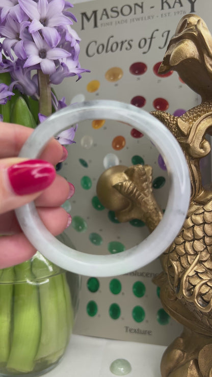 Grey Jadeite Jade Half Round Bangle 57.4mm | UPC #311862