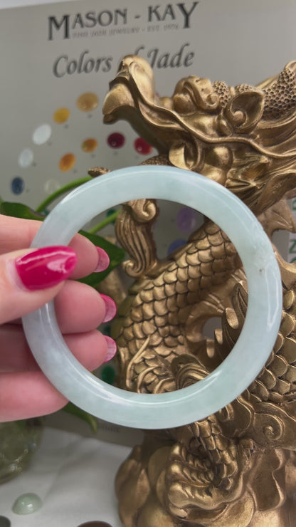 Green Jadeite Jade Carved Cylindrical Bangle | Size 57.8MM | UPC #308282