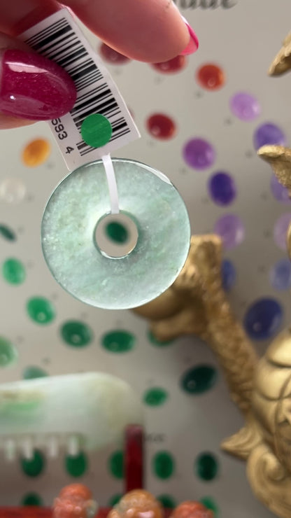 Green Jadeite Jade Loose Pi Disc Pendant Carving | Jade Donut | UPC #355934