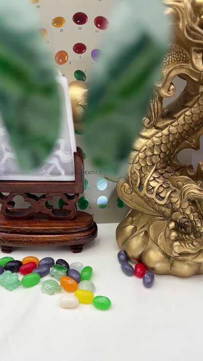 Blue Green Guatemalan Jadeite Jade Drop 14K Yellow Gold Earrings | UPC #402577