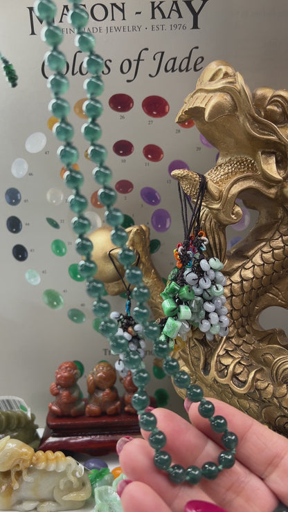 Blue Green Jadeite Jade Adjustable Bead Necklace | UPC #401327