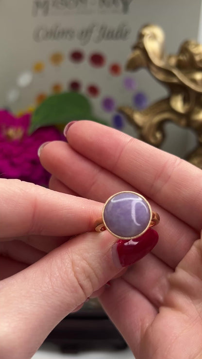 14K YELLOW GOLD LAVENDER JADEITE JADE RING UPC #377585