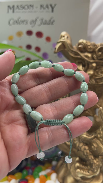 Adjustable Green Jadeite Jade Lotus Bead Bracelet | UPC #382824