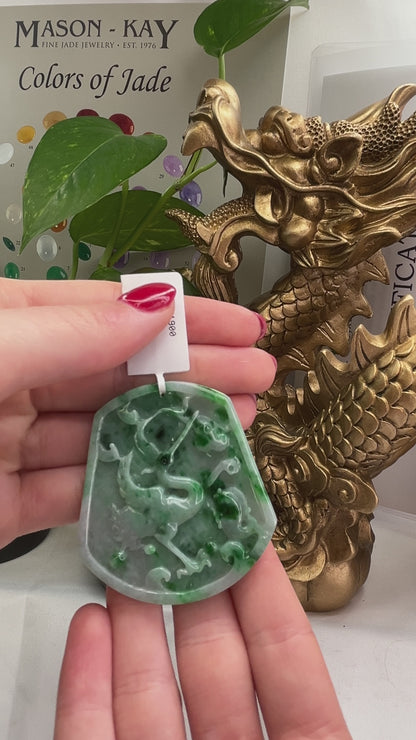 GREEN JADEITE JADE LOOSE CARVED CRANE, BAT, MUSHROOM & FISH UPC #374171