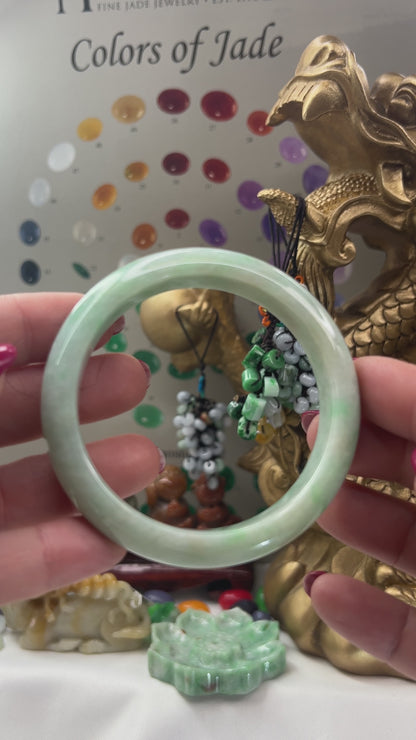 Green Jadeite Jade Half Round Bangle 57.2MM | UPC #401686