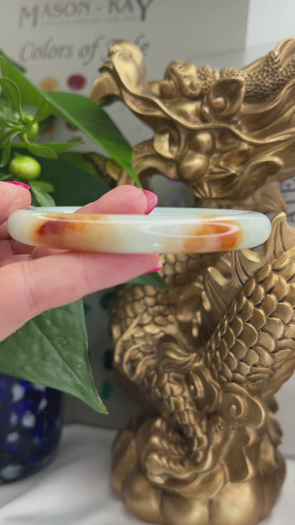 Large Green and Red Jadeite Jade Cylindrical Bangle 63.4MM | UPC #398900