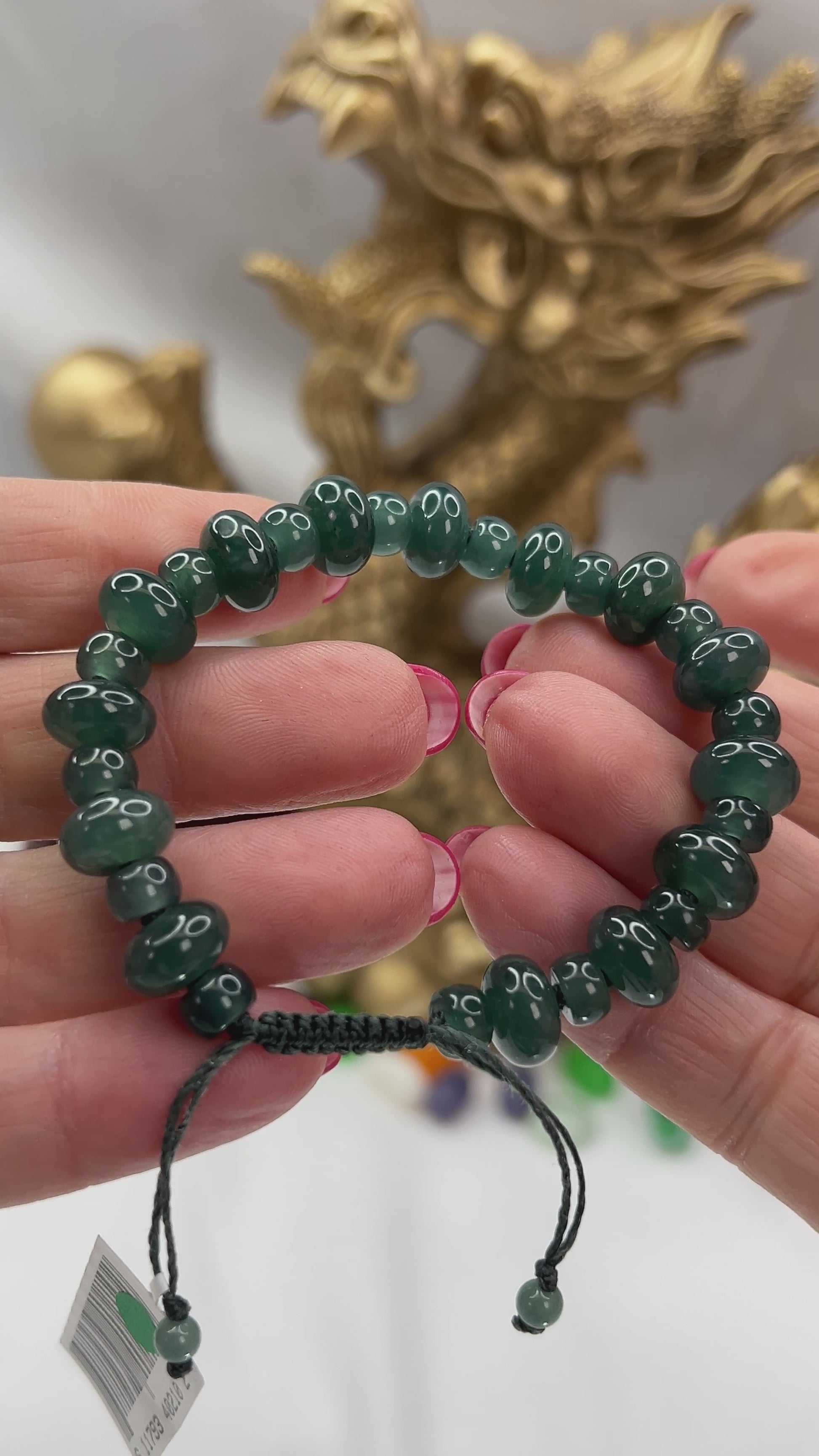 Blue Green Jadeite Jade Adjustable Bead Bracelet For Men And Women jade jewelry