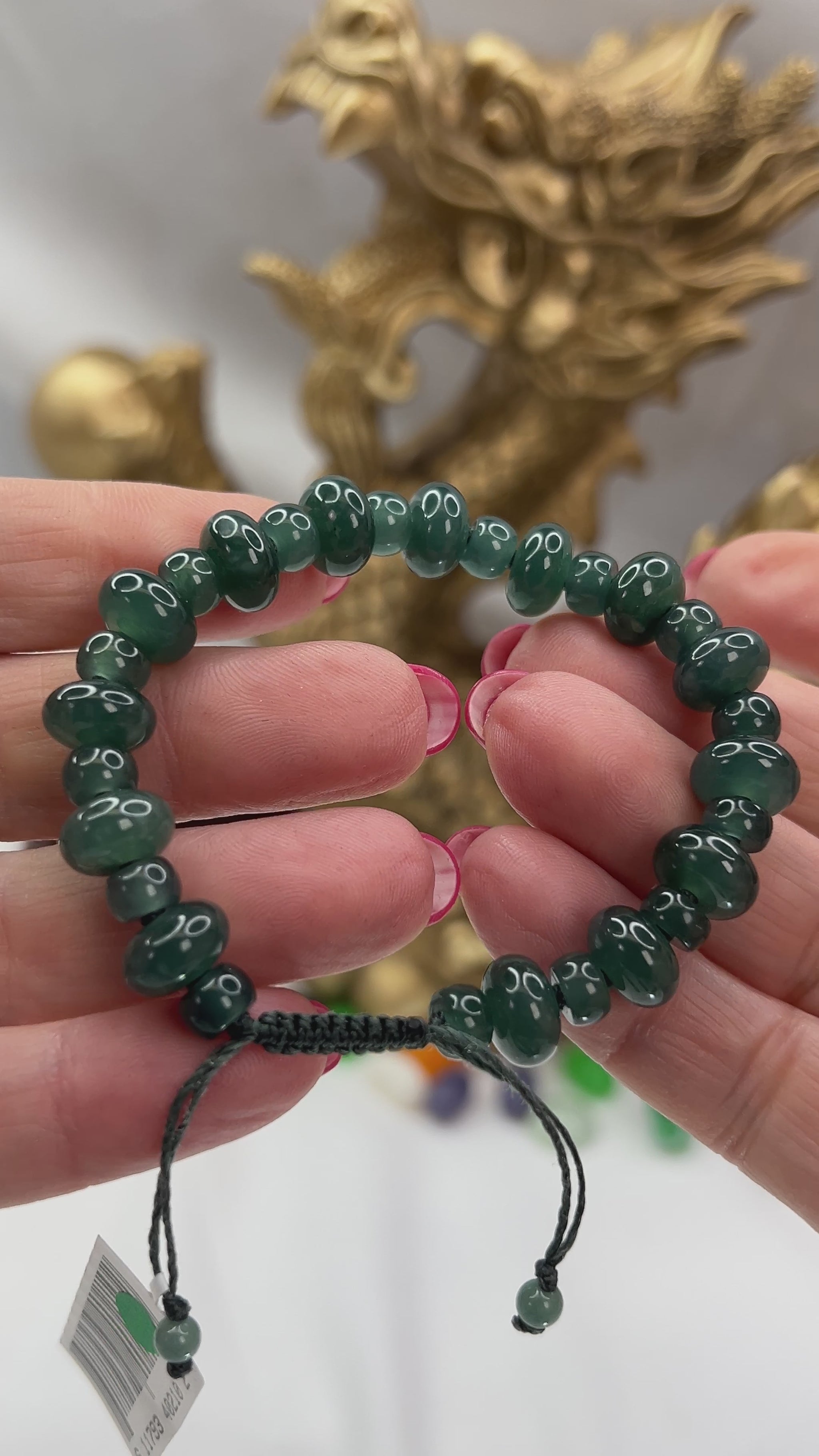 Blue Green Jadeite Jade Adjustable Bead Bracelet For Men And Women jade jewelry