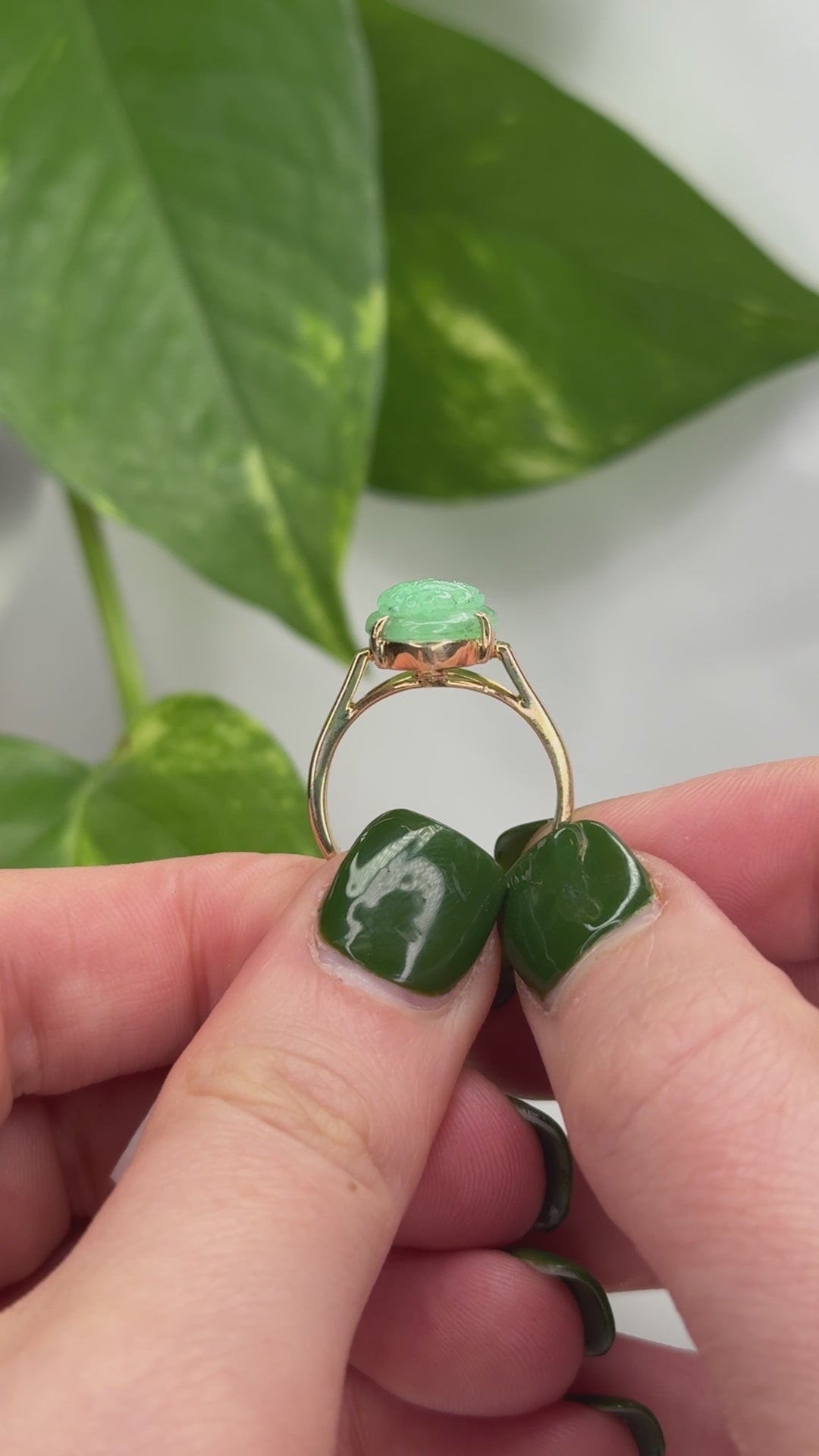 14K Yellow Gold Green Jadeite Jade Carved Dragon Ring – Mason-Kay Inc.