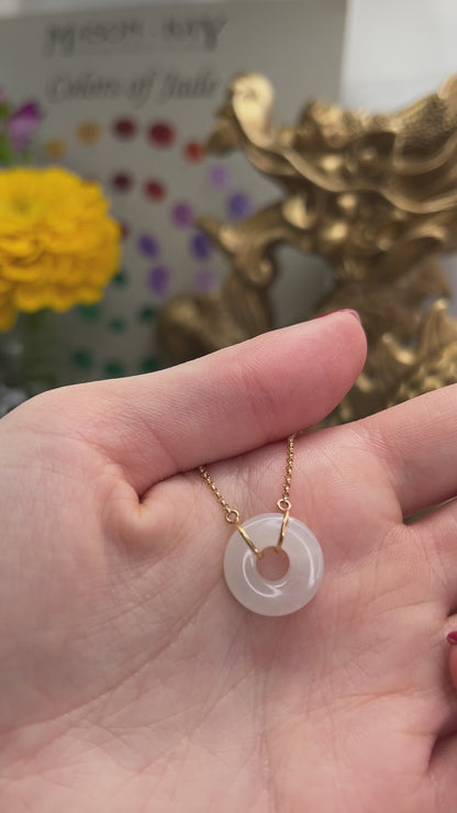 14K YELLOW GOLD ICE JADEITE JADE CIRCLE NECKLACE UPC #372177