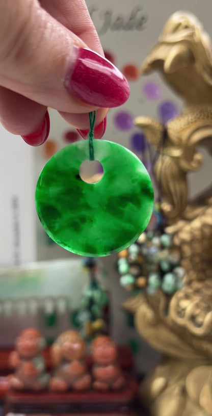 Green Jadeite Jade Loose Disc Pendant Carving | Jade Donut | UPC #401273