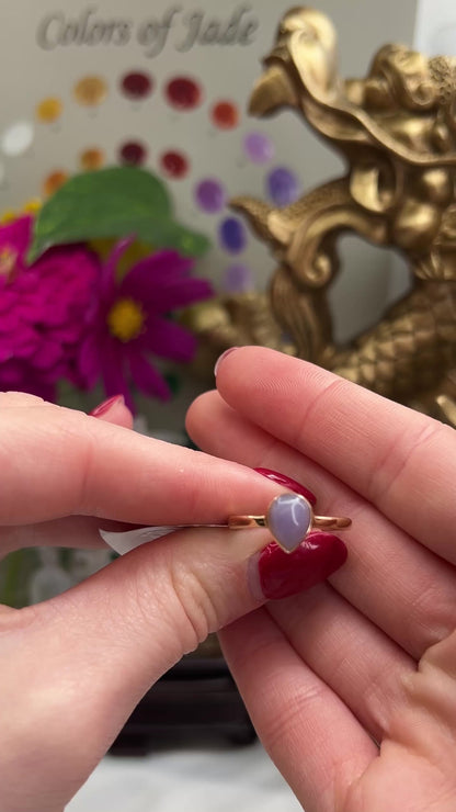 Lavender Jadeite Jade Ring in 14K Yellow Gold | Purple Jade Jewelry for Women | UPC #397187