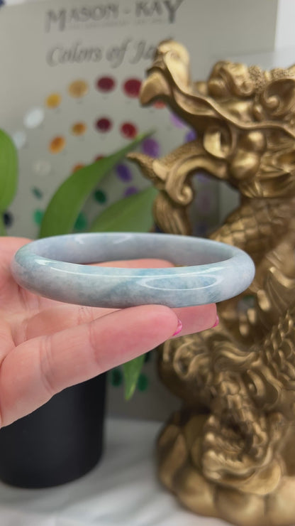 Guatemalan Blue-Lavender Jadeite Jade Half Round Bangle 65.7MM | UPC #398252
