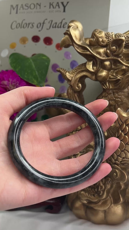 Grey Jadeite Jade Cylindrical Bangle 62.2 mm | UPC #326408