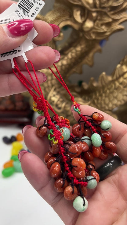 Red and Green Jadeite Jade Donut Charm | UPC #401136