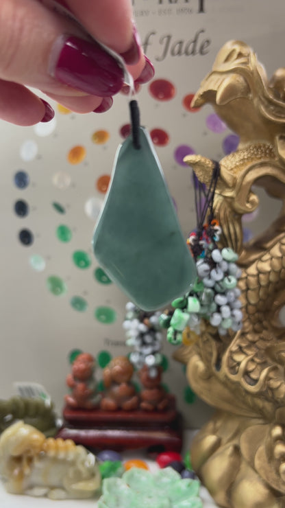 Blue Green Jadeite Jade Freeform Pendant | Guatemalan Jade | UPC #400917