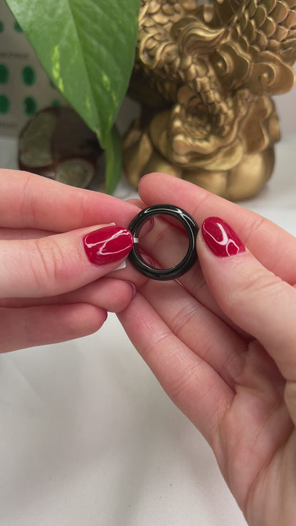 BLACK NEPHRITE JADE BAND RING VARIOUS FINGER SIZES UPC #243705