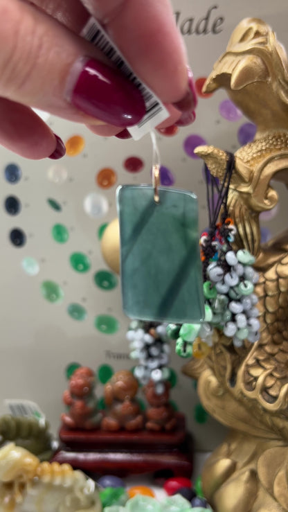 Blue Green Jadeite Jade Freeform 14K Yellow Gold Pendant | Guatemalan Jade | UPC #400764