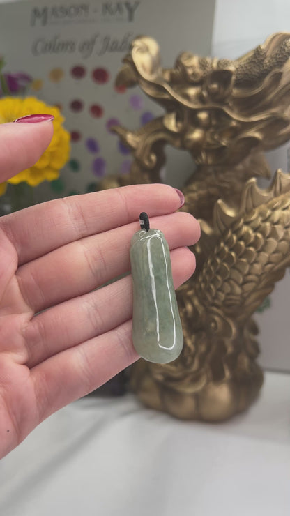 Green Jadeite Jade Gourd Pendant | Natural Jade Carving | UPC #390348