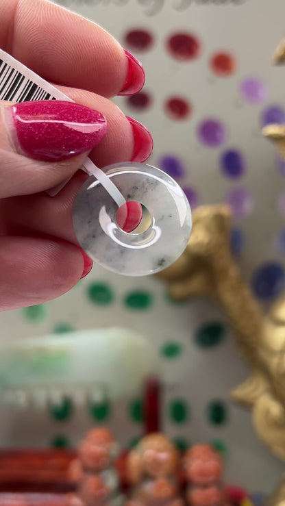 Grey Jadeite Jade Loose Pi Disc Pendant Carving | Jade Donut | UPC #400535