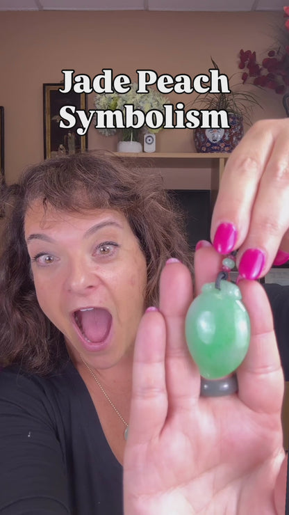 APPLE GREEN JADEITE JADE CARVED PEACH NECKLACE UPC #363069