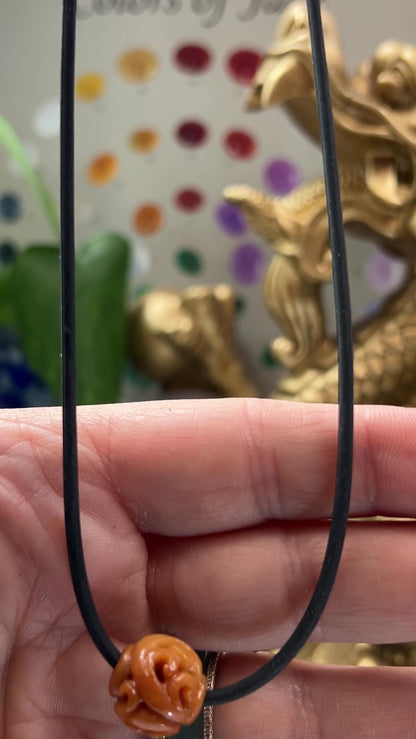 Red Jadeite Jade Carved Bead Necklace | UPC #374010