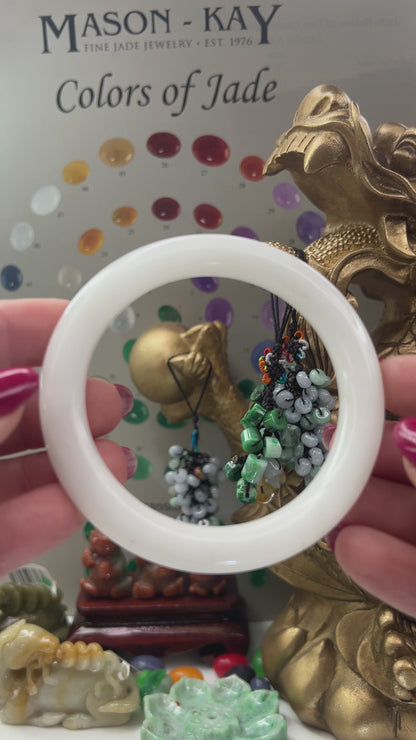 White Nephrite Jade Half Round Bangle 59.5MM | UPC #401600