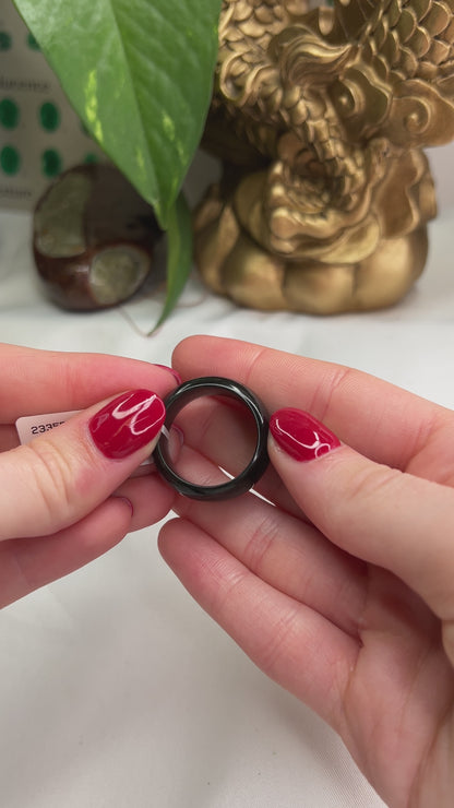 BLACK NEPHRITE JADE WIDE BAND RING FINGER SIZE 10 UPC #251526