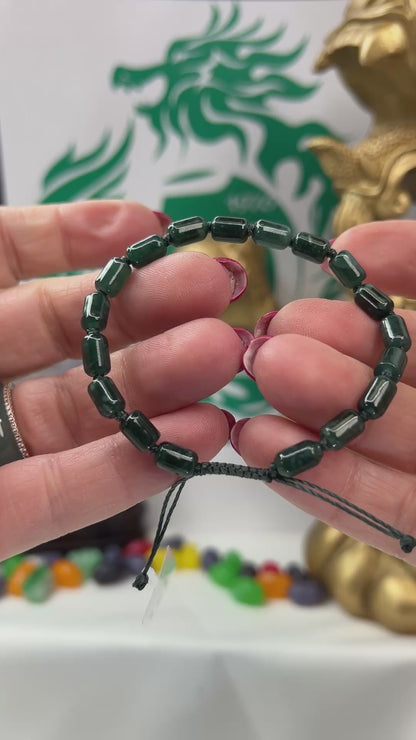 Blue Green Jadeite Jade Adjustable Bead Bracelet for Men and Women | UPS #402089