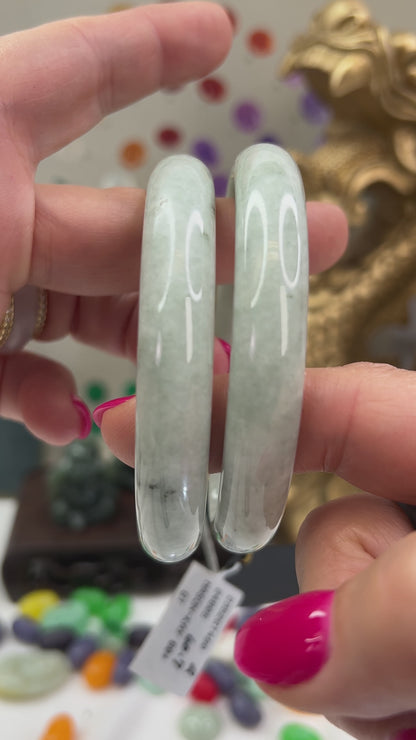 Guatemalan Green Jadeite Jade Half Round Bangle 60+MM | UPC #406001