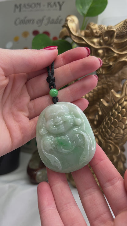 GREEN JADEITE JADE ADJUSTABLE BUDDHA NECKLACE UPC #390027