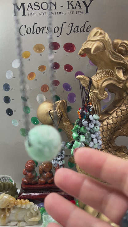 Green Jadeite Jade Carved Floral Bead Necklace | UPC #401372