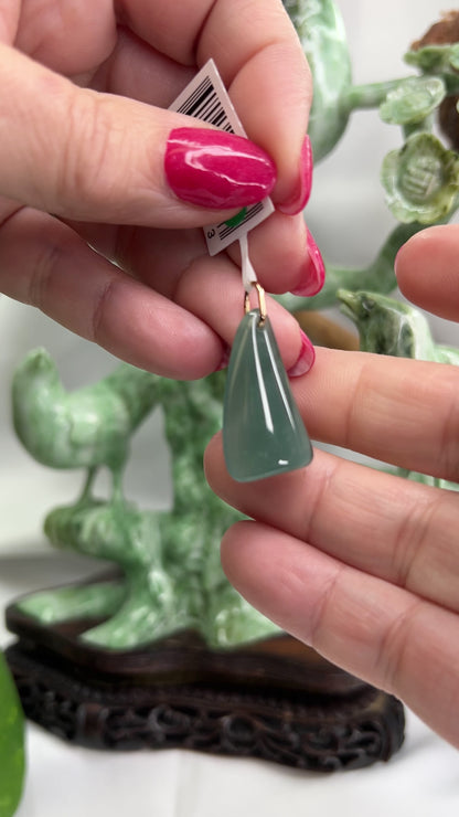 Small Freeform Blue Green Jadeite Jade Pendant in 14K Yellow Gold | UPC #394483