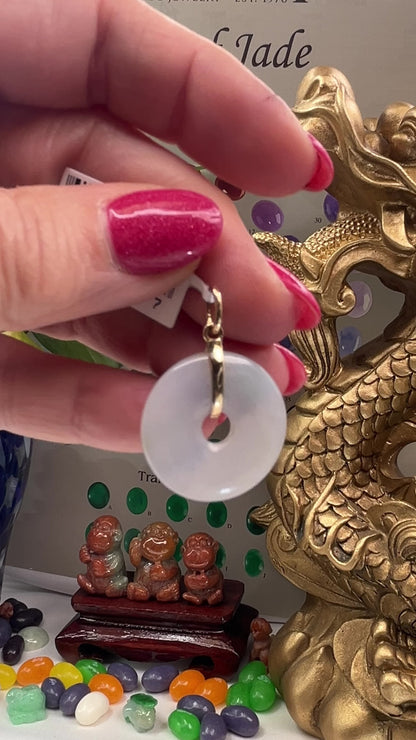 Lavender Jadeite Jade Pi Disc 14K Yellow Gold Pendant | UPC #400047