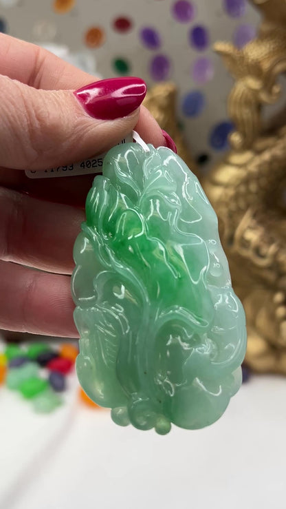 Loose Green Jadeite Jade Carved Water Scene | UPC #402508