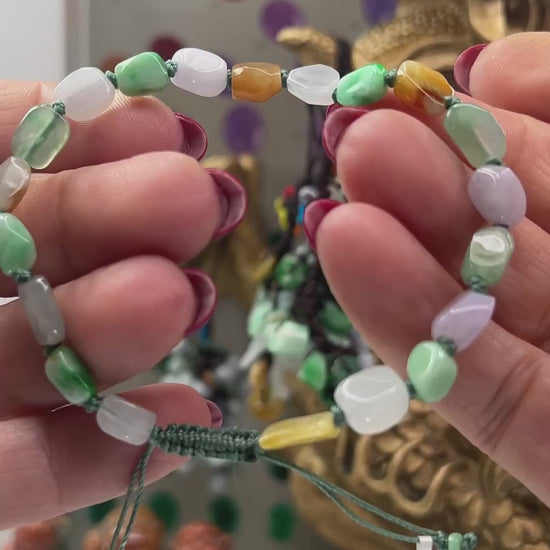 Rainbow Jade Freeform Beads Adjustable Bracelet Jade Jewelry
